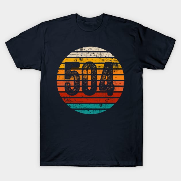 Distressed Vintage Sunset 504 Area Code T-Shirt by Gold Wings Tees